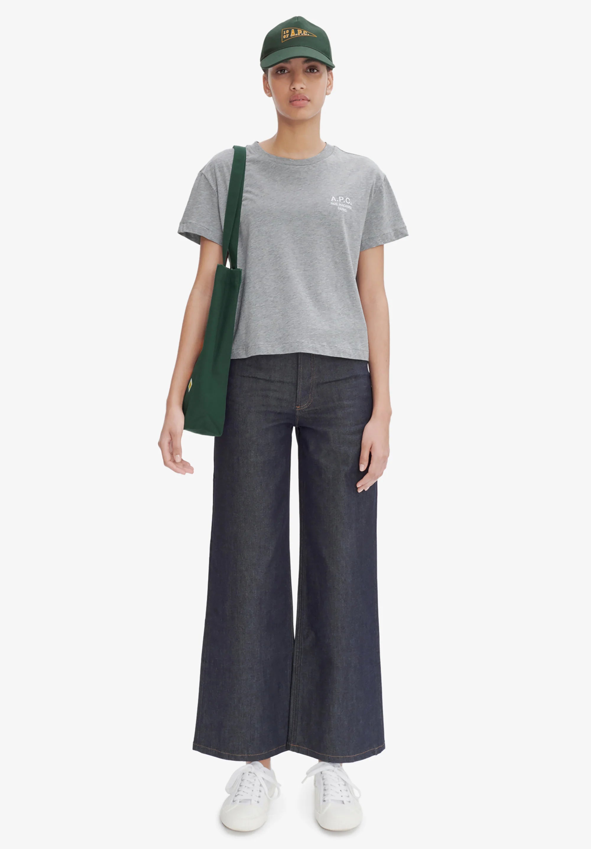 T-shirt BOXY RUE MADAME gris chiné/blanc