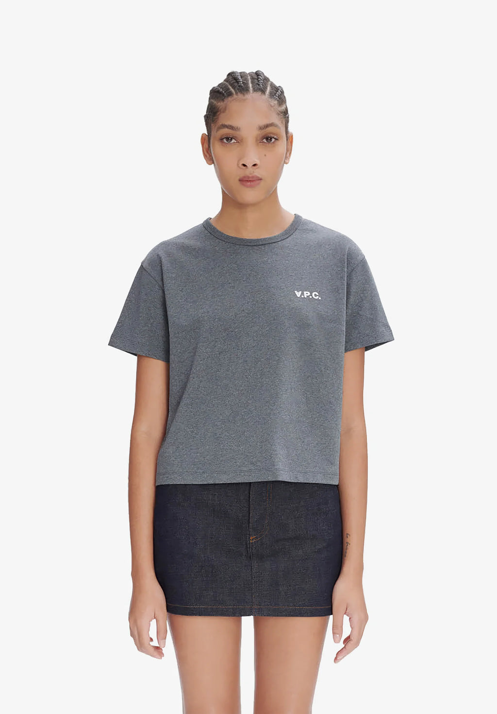 T-shirt BOXY PETIT VPC anthracitechiné/blanc
