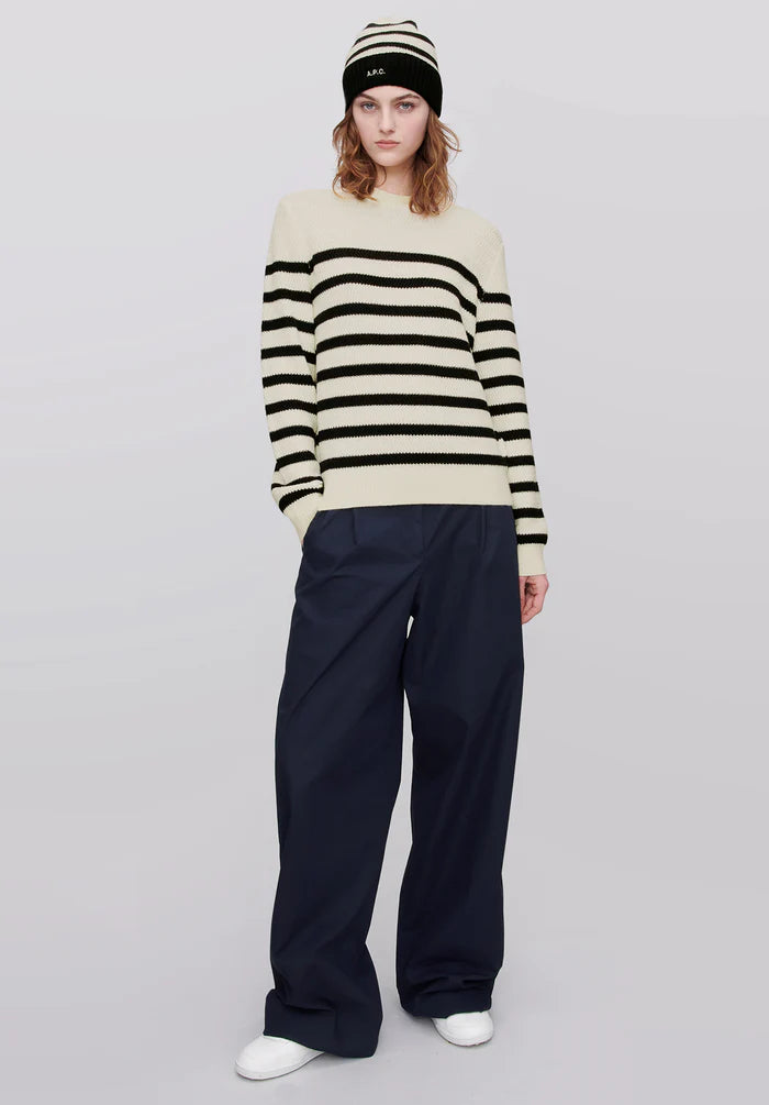 Pull LEA écru/drak navy